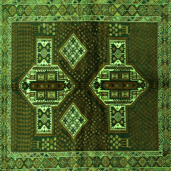Ahgly Company Indoor Square Persian Green Traditional Area Rugs, 3' Square