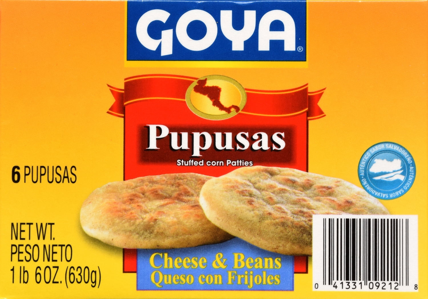 GOYA Pupusas Cheese & Beans 6 Ct, 22 oz