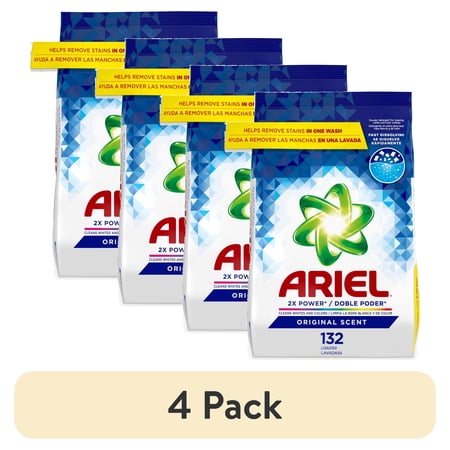 (4 pack) Ariel Laundry Detergent Powder, Original Scent, 211 oz, 132Loads