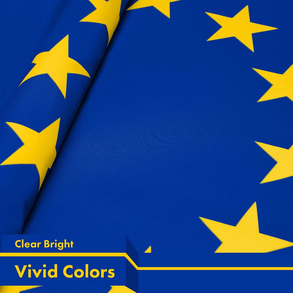 G128 2 Pack: European Union Flag | 3x5 Ft | LiteWeave Pro Series Printed 150D Polyester | Country Flag, Indoor/Outdoor, Vibrant Colors, Brass Grommets, Thicker and More Durable Than 100D 75D Polyester