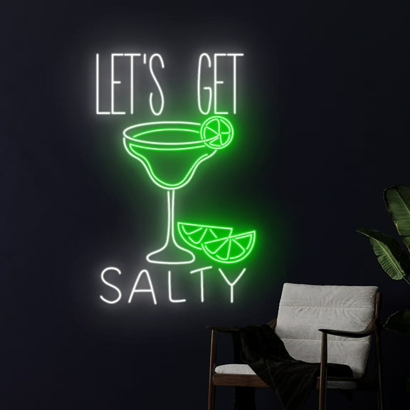 Handmadetneonsign Let's Get Salty Margarita Neon Sign, Margaritas LED Light, Salty Margarita Neon