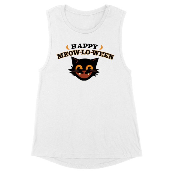 Happy Meow-lo-ween Women's Muscle Tank Large White