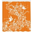 thumbnail image 3 of Ambesonne Orange and White Shower Curtain, Flowers Birds, 69"Wx84"L, Orange and White, 3 of 3