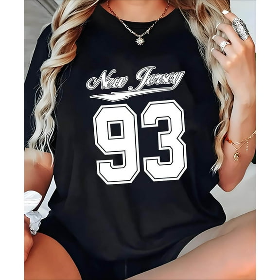 Tee Fashion Casual Loose Fit T-Shirt Top Geometric Print Short Sleeve and Round Neck Black S-5XL