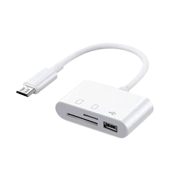3-in-1 OTG Card Reader, Usavan Dual Slot Simultaneous Read Write USB Adapter, Plug Play Portable SD TF Micro SDXC SDHC Memory Card Reader for Laptop PC Phone