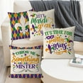 thumbnail image 4 of Mardi Gras Pillow Covers 18x18 Inch Set of 4 Fleur De Lis Throw Pillow Covers Masquerade Mask Bead Living Room Decorative Pillowcase Cushion Case for Sofa Couch, 4 of 6