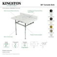 thumbnail image 4 of Kingston Brass KVPB3630MB5 Templeton 36" Carrara Marble Vanity Top with Brass Legs (8-Inch, 3-Hole), Carrara Marble White/Oil Rubbed Bronze, 4 of 5