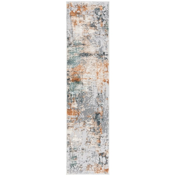SAFAVIEH Alenia Cybill Abstract Runner Rug, Grey/Blue, 2' x 8'