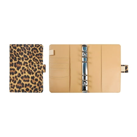 

Small Spiral with Dividers Leopard Pattern Hand Ledger A6 Bookkeeping B Inder 6 Hole C Ash Budget Notebook