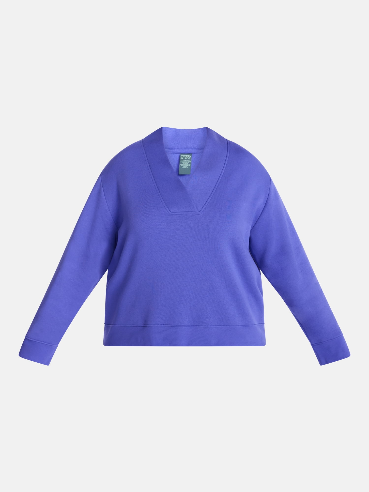Terra & Sky Women's Plus Fleece V-Neck Sweatshirt, Sizes 0X-5X