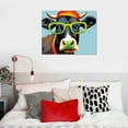 thumbnail image 4 of COMIO Cow Print Bathroom Farmhouse Decor: Colorful Curious Cow with Large Green Glasses Canvas Wall Art Farm Animal Painting Kids Room Decor Framed for Bedroom Ready to Hang 16"x12", 4 of 4