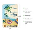 thumbnail image 2 of Jamaica and Colombia via Jet - Avianca National Airways of Colombia Caribbean - Vintage Airline Travel Poster by ADOLF TREIDLER c.1960s - 8 x 12 inch Vintage Metal Tin Sign, 2 of 4