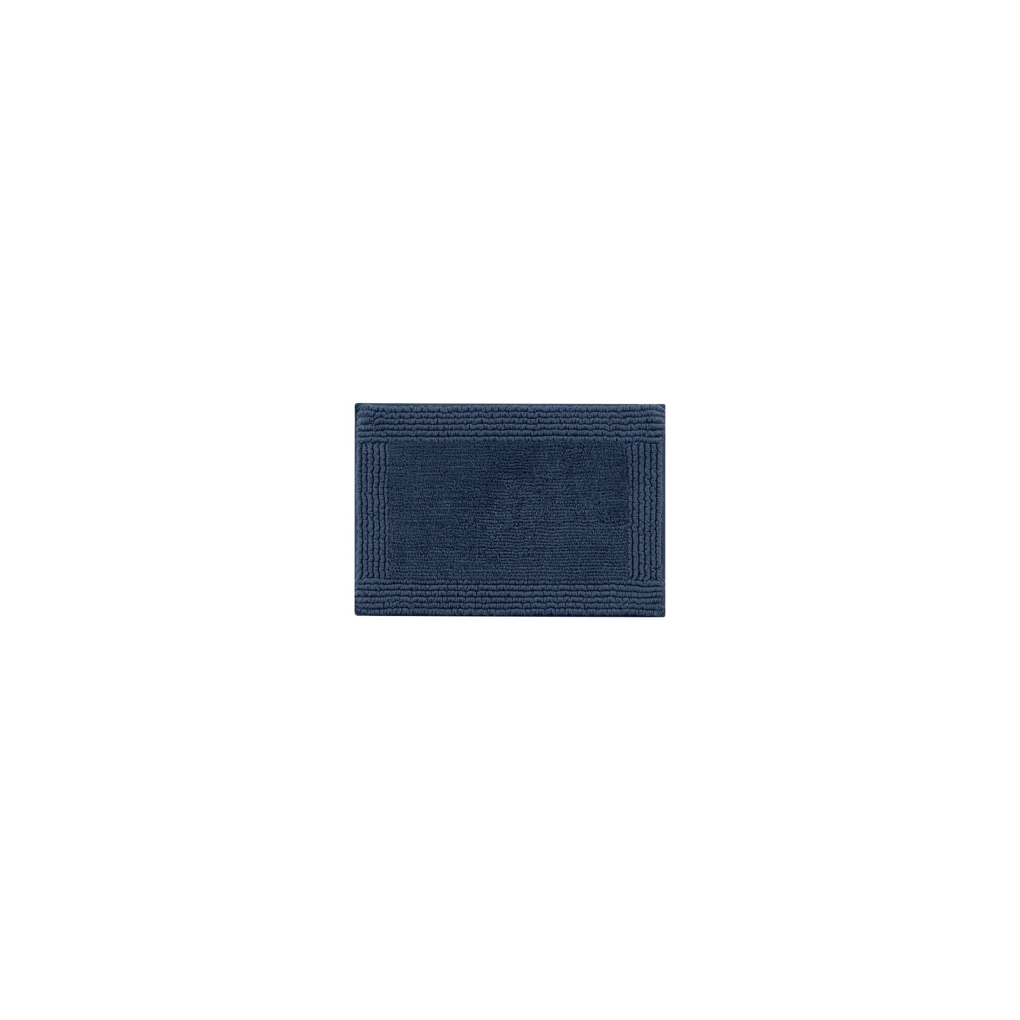 100% Cotton Tufted 3000 GSM Reversible Bath Rug 24x44" Navy Ultra Plush Dense Machine Washable Bathroom Rug
