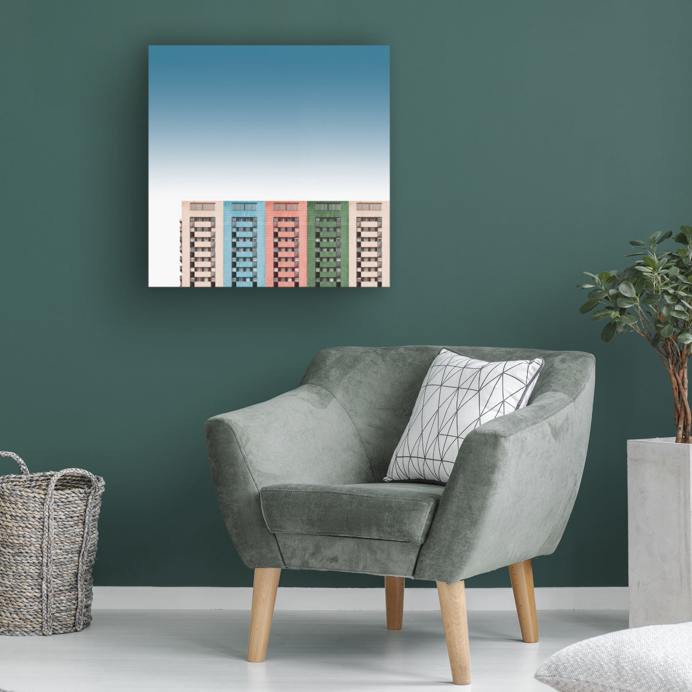 Canvas Wall Art - Inge Schuster 'Colored Buildings' Wall Art for Living Room, Bedroom, or Office D?cor by Trademark Fine Art - 14 x 14 Inches