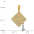 thumbnail image 5 of 14K Yellow Gold Two-Tone 3-D Graduation Cap With Moveable Tassel Pendant (25 X 17) Made In United States c4019, 5 of 6