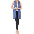 thumbnail image 6 of MixMatchy Women's Open Front Draped Heavyweight Cardigan Long Vest With Side Pockets -Made In USA, 6 of 7