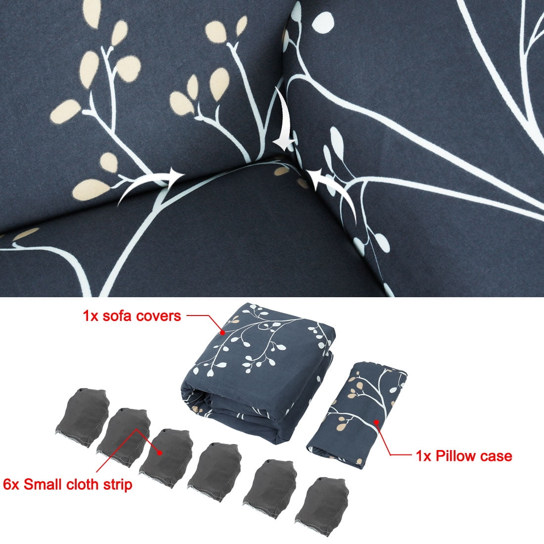 Unique Bargains 1-Piece Contemporary Floral Stretch XL sofa slip cover, Blue