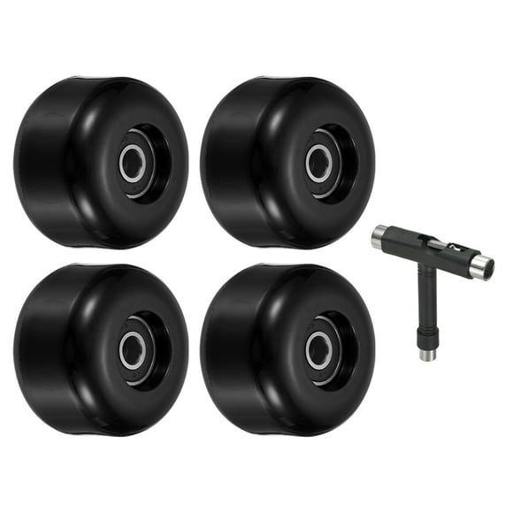 Juego de ruedas y rodamientos de patineta Uxcell de 54mm ABEC-9 para ruedas de patineta Cruiser 85A, Negro, paquete de 4