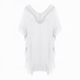thumbnail image 6 of NIEWTR Women's Bathing Suit Cover Up Striped Print Drawstring Waist Loose Swim Cover Up(White,One Size), 6 of 7