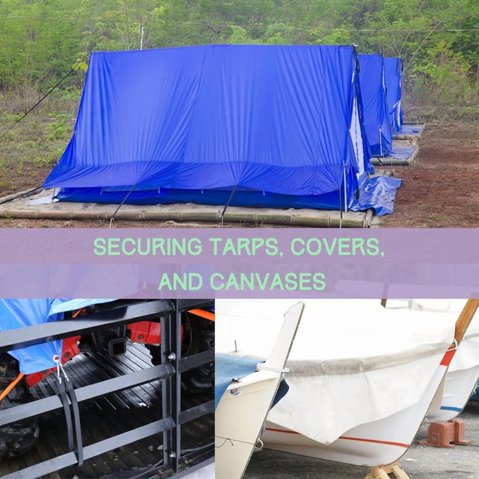 Heavy-Duty Outdoor Rubber Bungee Cords with Hooks, Assorted Sizes(9in,15in,21in,31in),for Securing Tarps,Covers,Canvases