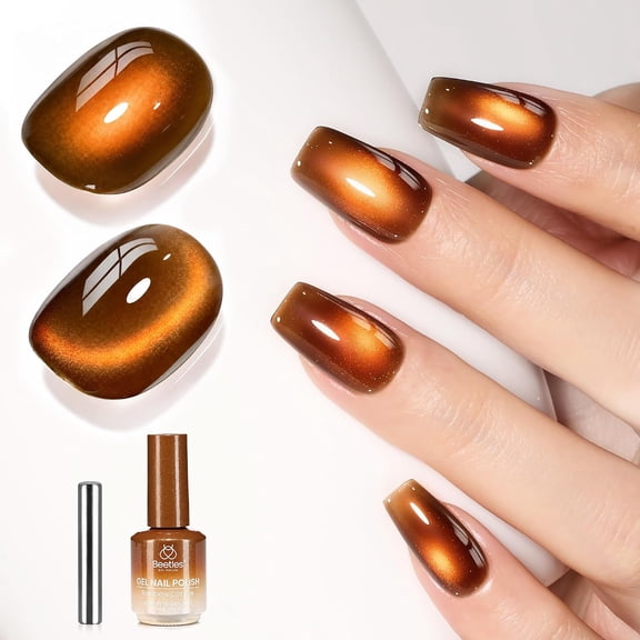 Beetles Brown Cat Eye Gel Nail Polish - Vintage Amber 15ML Fall Nail Gel