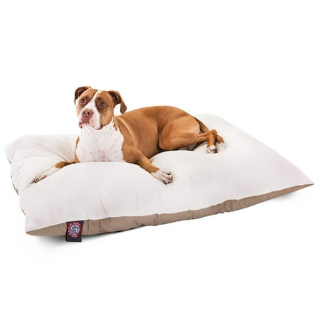UPC: 0788995652458 | Majestic Pet | Poly/Cotton Rectangular Pillow Pet Bed For Dogs  Removable Cover  Khaki  Medium