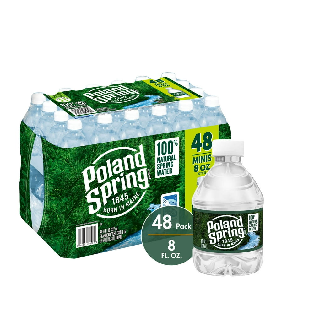 POLAND SPRING Brand 100 Natural Spring Water, 8ounce mini plastic bottles (Pack of 48