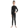 thumbnail image 2 of YONGHS Kids Girls Zipper Back Full Body Gymnastics Jumpsuit Unitard Bodysuit Dancewear A Black 11-12, 2 of 6