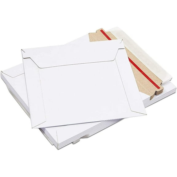 RyhamPaper 25 Pack Rigid Photo Mailers 6.5 x 4.5 inches, Stay Flats White Cardboard Self Seal Envelopes