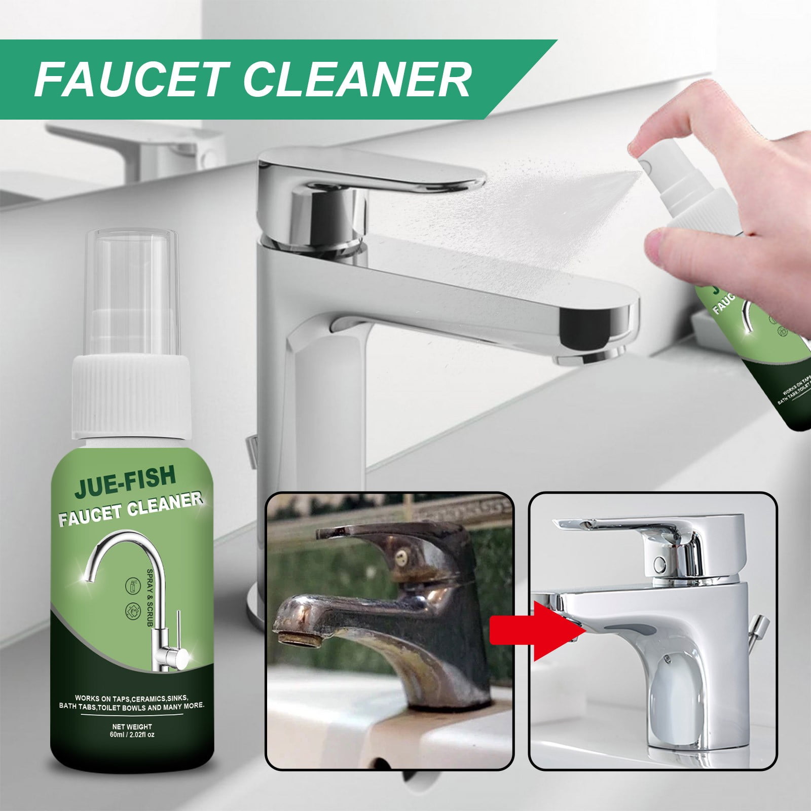 Household faucet cleaner sink refurbishment scale remover polishing rust  bright spray cleaning decontamination - AliExpress