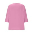 thumbnail image 6 of Feancey Summer Tops for Women Linen 3/4 Sleeve Blouse Round Neck Casual Loose Tunics Beach Vacation Pullover Tees Pink XL, 6 of 7