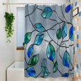 thumbnail image 6 of Glass Leaves Shower Curtain, Abstract Blue Green Ombre Leaf Glass Splicing Waterproof Shower Curtain Set with 12 Hooks Lightweight Bath Curtains Fabric Bathroom Decor 72x78 Inches, 6 of 9