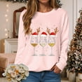 thumbnail image 2 of larppty Women's Oversized Ugly Christmas Sweatshirt Xmas Glass Print Graphic Vacation Tunic Sweater Shirt Christmas Graphic Pullover Top （Pink, S）, 2 of 6
