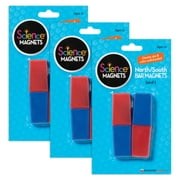Dowling Magnets North/South Bar Magnets 3", Red/Blue Poles, 2 Per Pack, 3 Packs