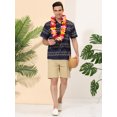 thumbnail image 3 of Camisas geométricas de playa de manga corta con botones y bloques de colores de verano para hombre Azul XL, 3 of 6