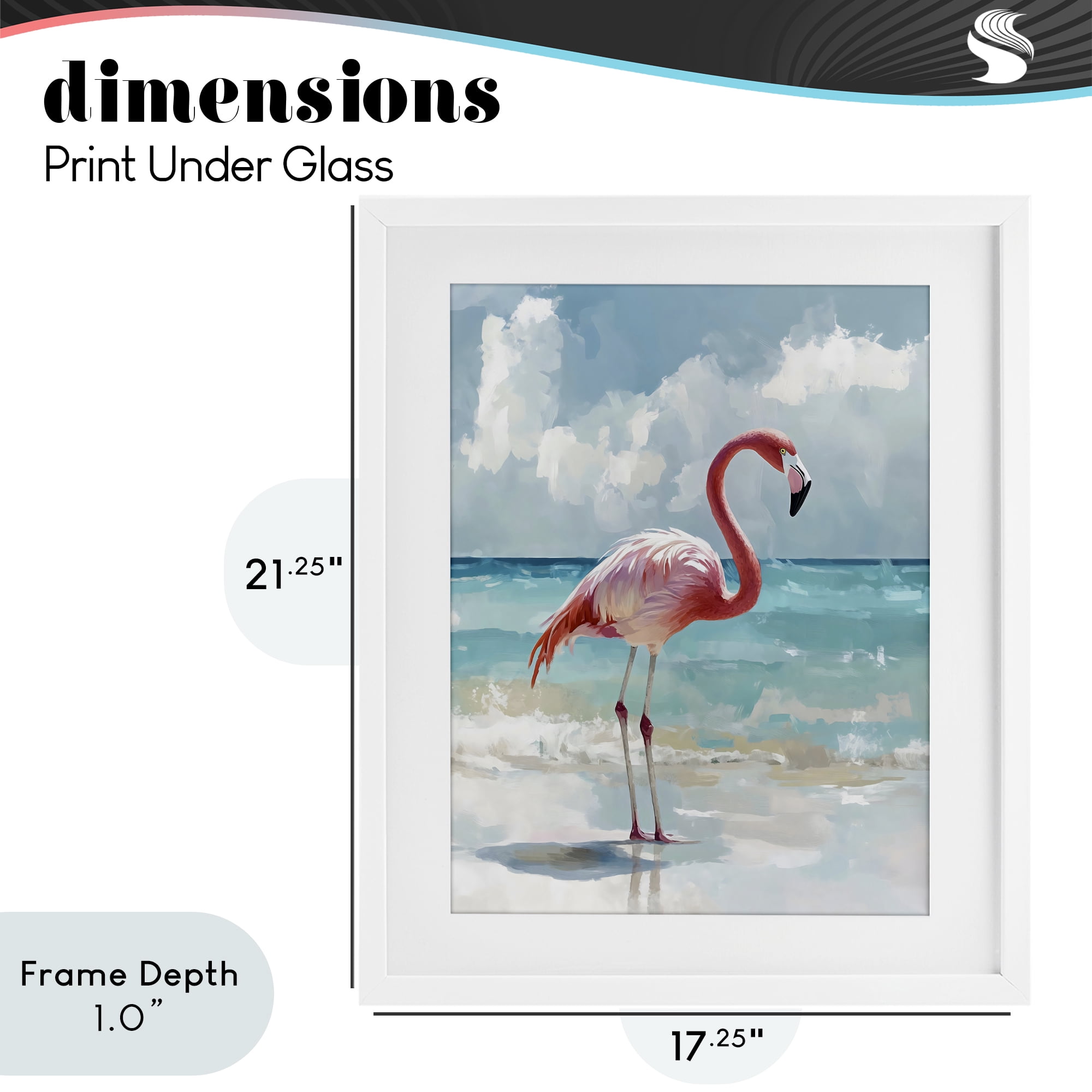 Stupell Industries Flamingo At Shore White Framed Print Under Glass, design by The Prints Vibe