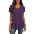 thumbnail image 2 of Livrdious Womens Summer Tops Short Sleeve V Neck Casual Shirts Curved Hem Flowy Tee Trendy 2026 Basics Tunic Tshirt, S-2X, 2 of 6
