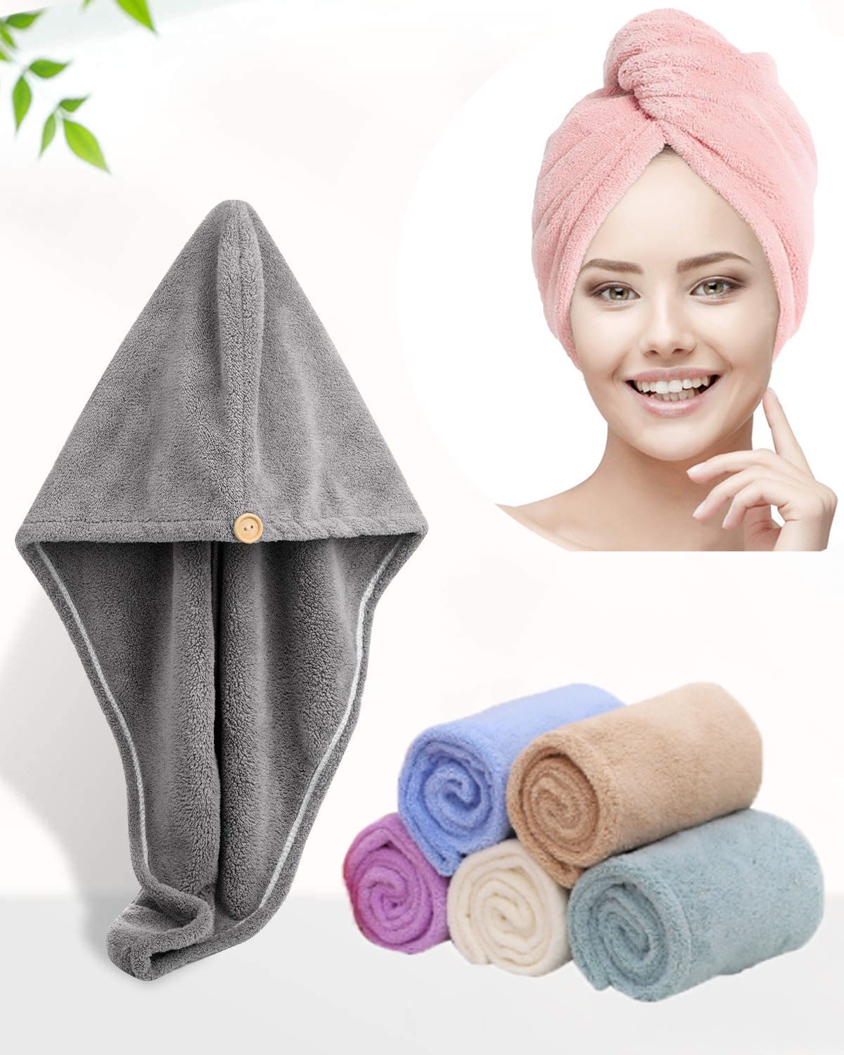 Large Microfiber Hair Towel Wrap for Women, Anti Frizz Hair Drying Towel  with Elastic Strap, Fast Drying Hair Turbans for Wet Hair, Long, Thick,  Curly Hair, Super Soft Hair Wrap Towels Dark