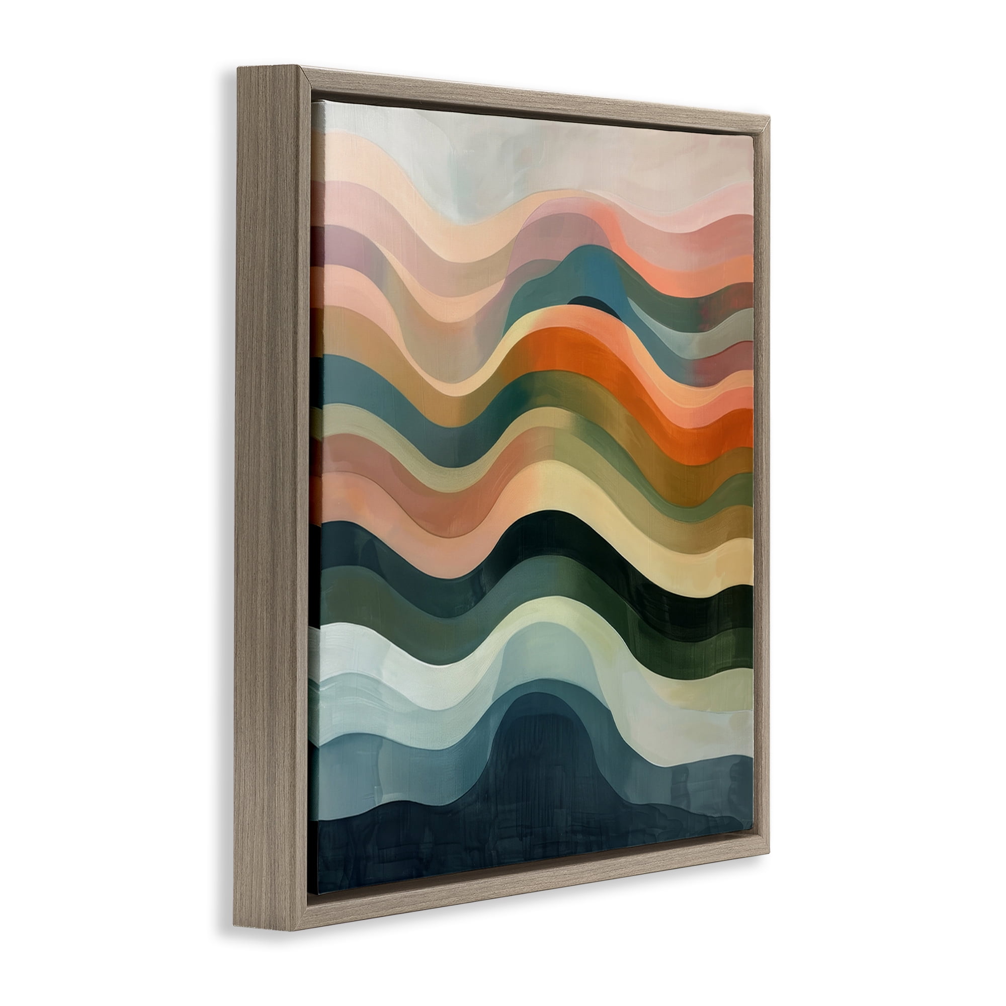 Stupell Industries Fluid Dynamics Pattern Abstract Painting Brown Floater Framed Canvas Art Print Wall Art, 18 x 18