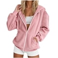 thumbnail image 2 of QATAINLAV Woman Corduroy Zip Up Hoodies Long Sleeve Oversized Sweatshirts Y2K Jacket with Pockets Going Out Outfits Pink M, 2 of 7
