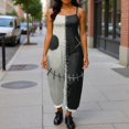 thumbnail image 4 of JULMCOMO Halloween Jumpsuits for Women Plus Size Cotton Linen Black Cat Printed Spaghetti Strap Holiday Overalls Loose Funny Print Jumpsuits Complexion 3XL, 4 of 5