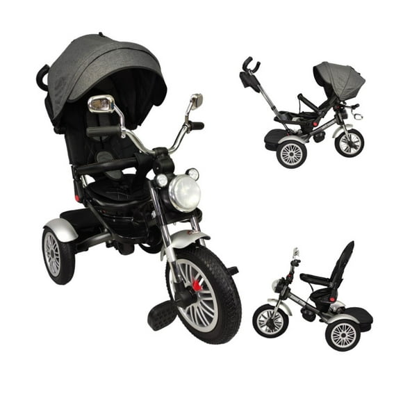 Triciclo para Niños The Baby Shop para bebés, evolutivo Luz y Sonido Gris - 8 en 1