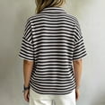 thumbnail image 5 of Womens Waffle Knit Polo Top Short Sleeve Striped Pattern Collared Knit Shirt Button Detail Loose Fit Casual Resort Summer Spring, 5 of 6