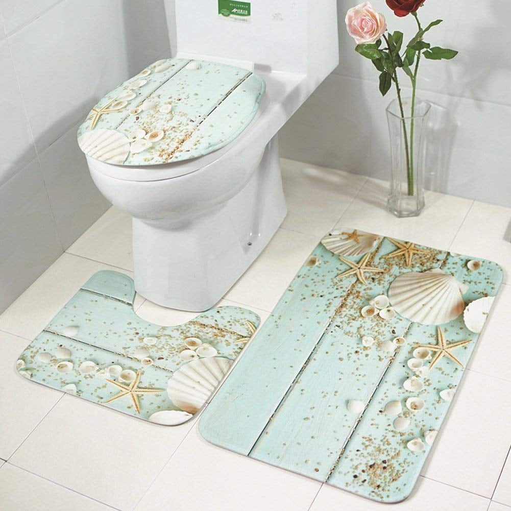 XDDJA 3 Piece Bathroom Rugs Set Bath Rug Contour Mat and Toilet Lid