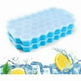thumbnail image 2 of Ice Cube Tray, Wattne 2 Pack Ice Trays, BPA Free, Flexible, Stackable Ice Cube Tray with Lids, Silicone ice trays for Whiskey and Cocktail (Blue), 2 of 2