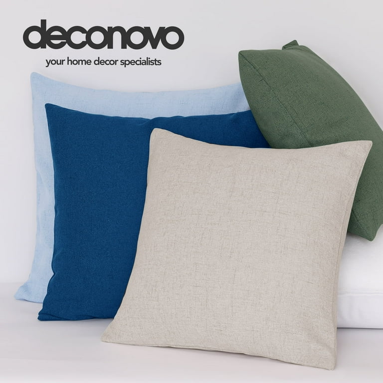 Deconovo Faux Linen Outdoor Pillow Cover DecorativeThrow Pillow Covers for  Bed Pillow 18 x 18 inch Taupe Set of 4 No Pillow Insert 