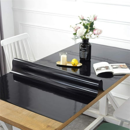 

Black Tablecloth PVC Table Protector Rectangle Plastic Table Cover For Kitchen-Pure black-50*80cm(20*31in)