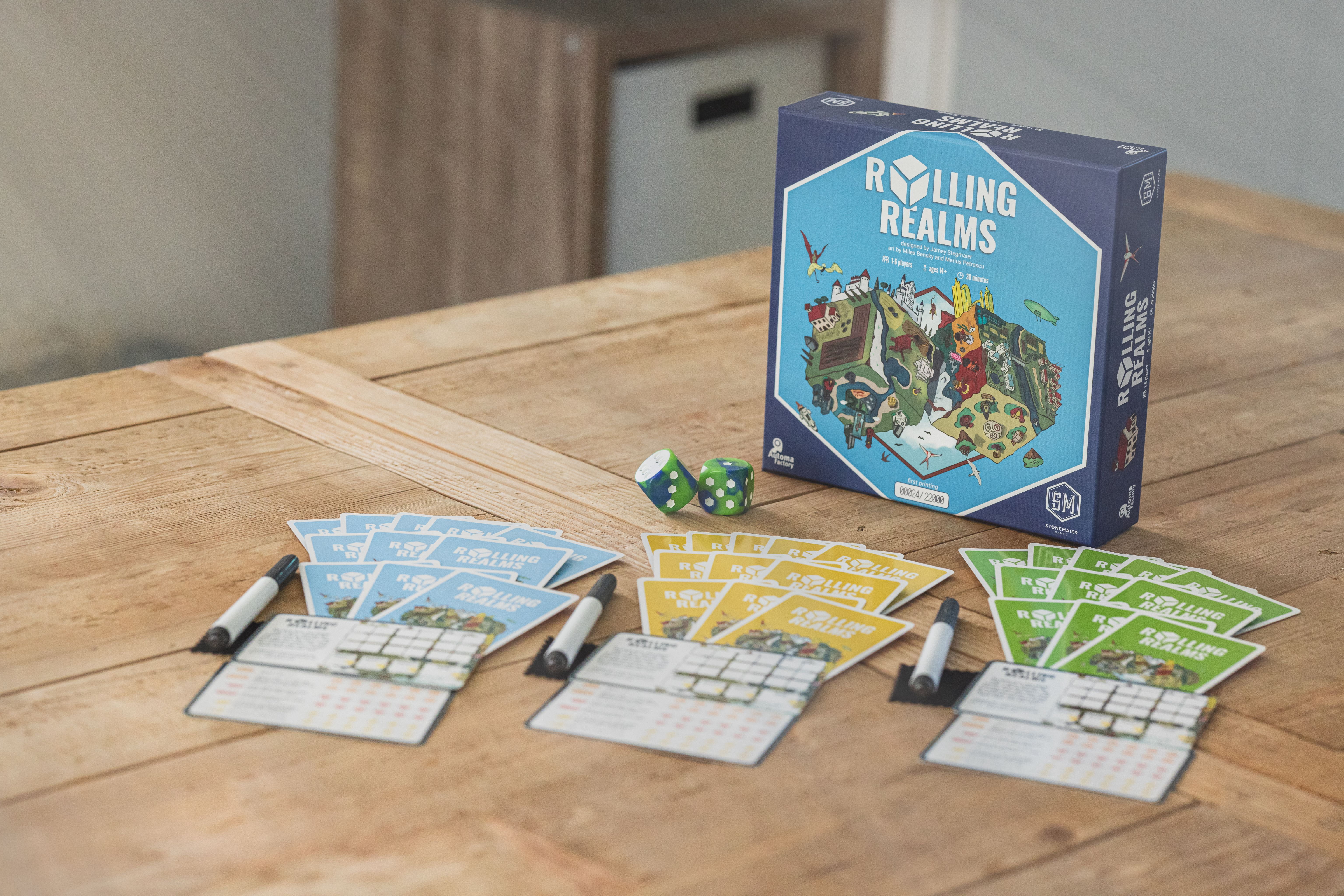 Rolling Realms by Jamey Stegmaier - A Roll-and-Write Strategy Board Game from Stonemaier Games
