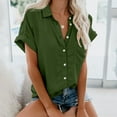 thumbnail image 2 of Fashion Womens Short Sleeve Pocket Tee Casual Blouse Button Down Shirt Top, 2 of 2
