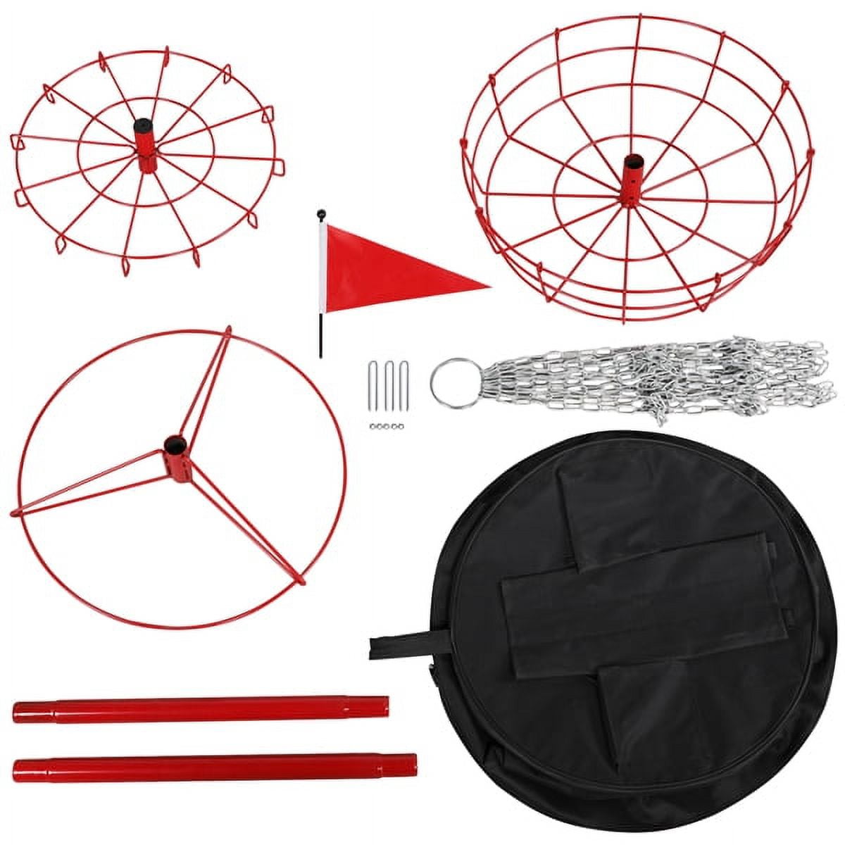 Alden Design 12-Chain steel Disc Golf Goal for Target Practice, Red